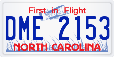 NC license plate DME2153