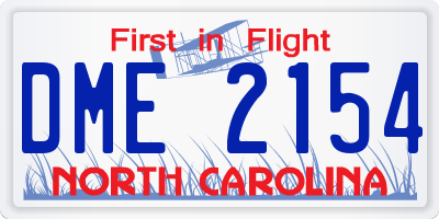 NC license plate DME2154