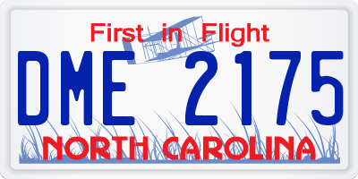 NC license plate DME2175