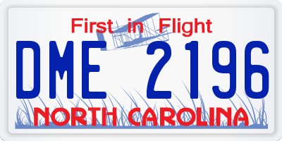 NC license plate DME2196