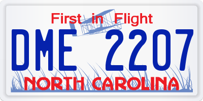 NC license plate DME2207