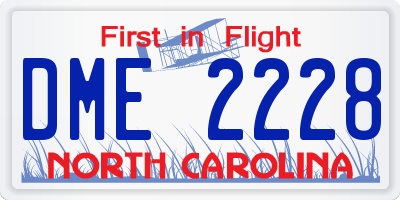 NC license plate DME2228