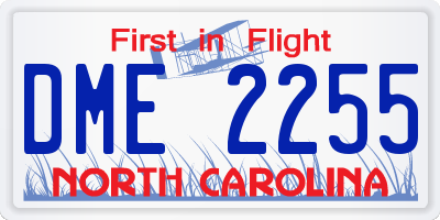 NC license plate DME2255
