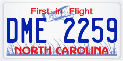 NC license plate DME2259