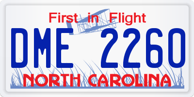 NC license plate DME2260