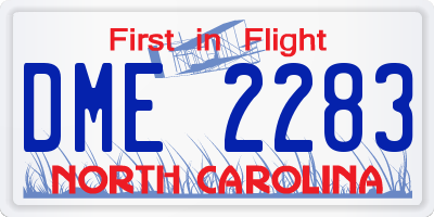 NC license plate DME2283