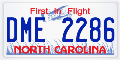 NC license plate DME2286