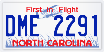 NC license plate DME2291