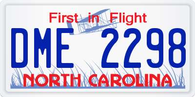 NC license plate DME2298