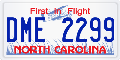 NC license plate DME2299