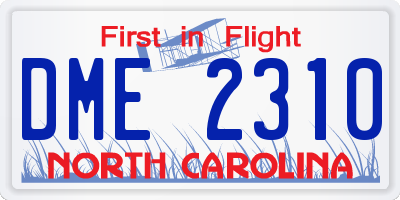 NC license plate DME2310