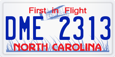 NC license plate DME2313