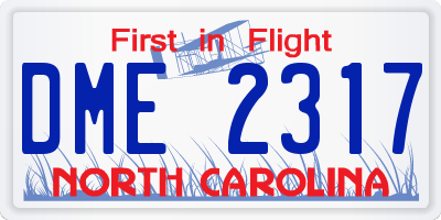 NC license plate DME2317