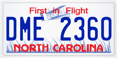 NC license plate DME2360