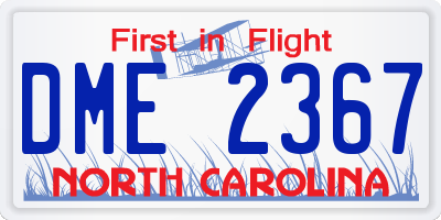 NC license plate DME2367