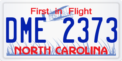 NC license plate DME2373