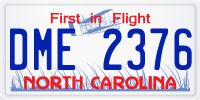 NC license plate DME2376