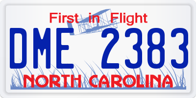 NC license plate DME2383