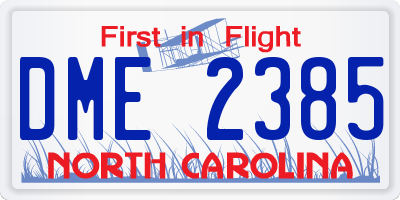 NC license plate DME2385