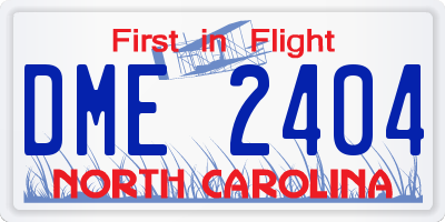 NC license plate DME2404