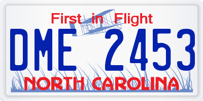 NC license plate DME2453
