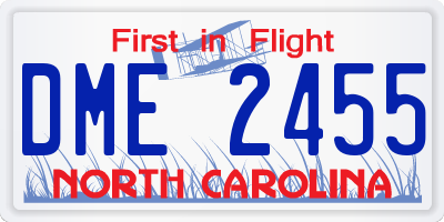 NC license plate DME2455