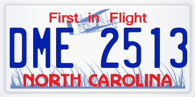 NC license plate DME2513