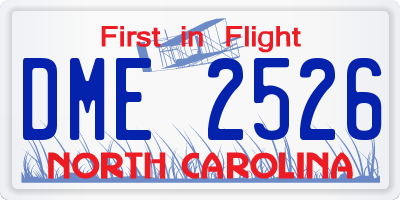 NC license plate DME2526