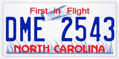 NC license plate DME2543