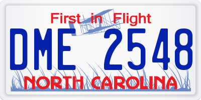 NC license plate DME2548