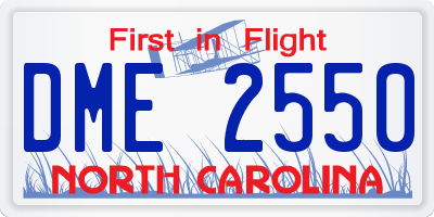 NC license plate DME2550