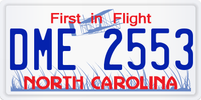 NC license plate DME2553