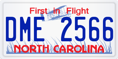 NC license plate DME2566