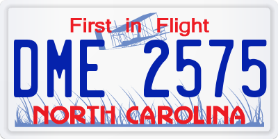 NC license plate DME2575