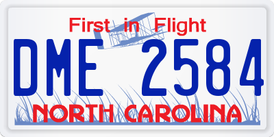 NC license plate DME2584