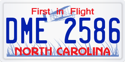 NC license plate DME2586