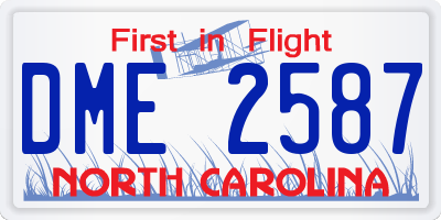NC license plate DME2587