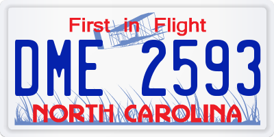 NC license plate DME2593