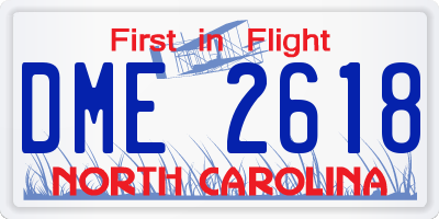 NC license plate DME2618