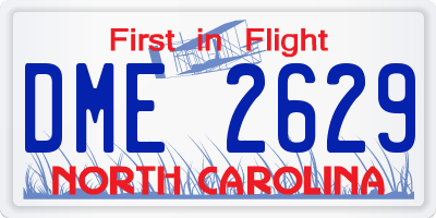 NC license plate DME2629