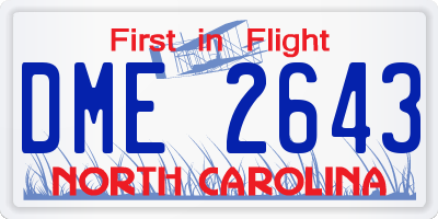 NC license plate DME2643