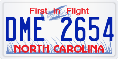NC license plate DME2654