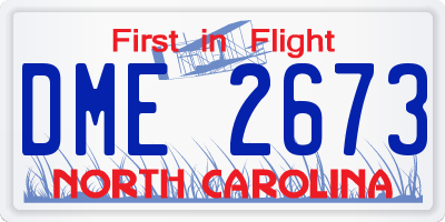 NC license plate DME2673