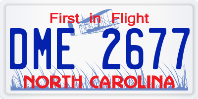 NC license plate DME2677