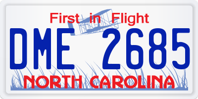 NC license plate DME2685