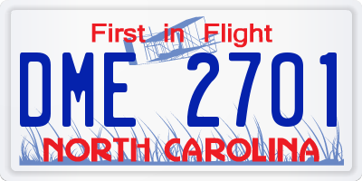 NC license plate DME2701