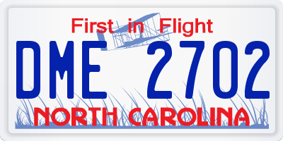 NC license plate DME2702