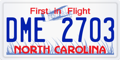 NC license plate DME2703