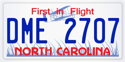 NC license plate DME2707