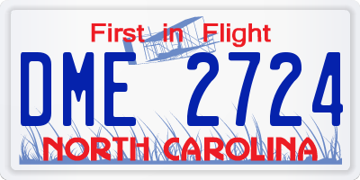 NC license plate DME2724